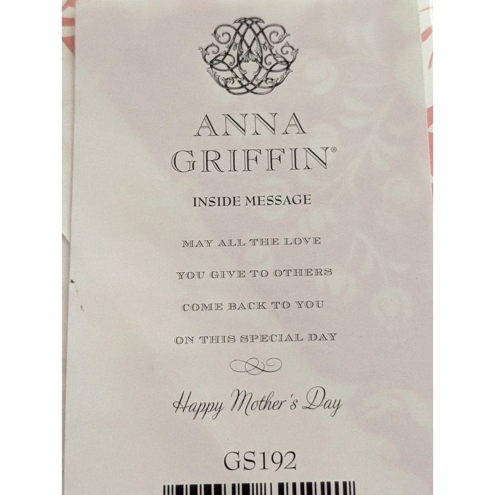 Anna Griffin Happy Mother's Day 3D Blush Pink Flower Rose Tag Greeting Card